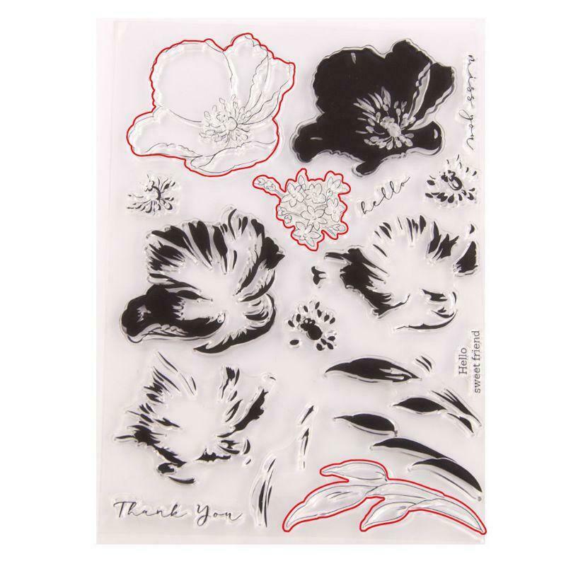 Thank You Flower Clear Stamp + Cutting Dies Stencil DIY Scrapbooking Embossing