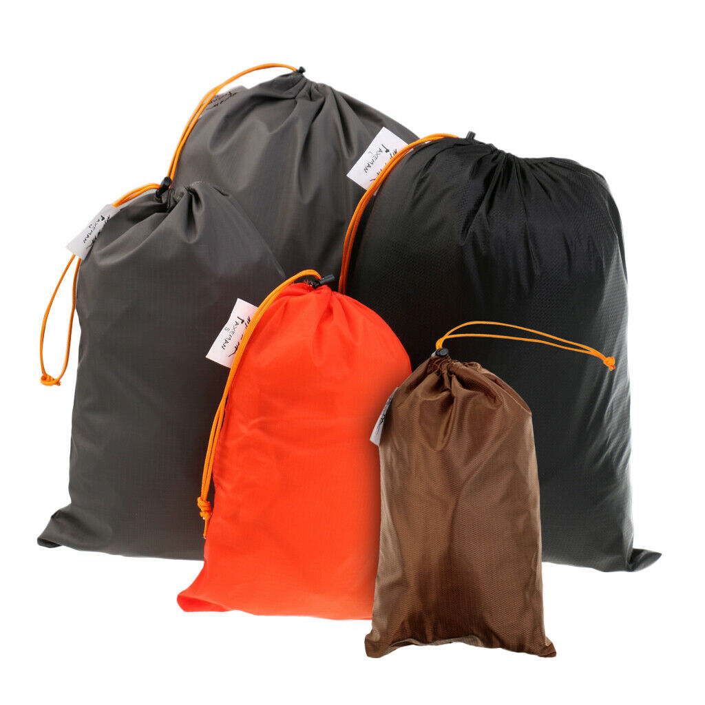 5pcs Waterproof Drawstring Storage Bag Nylon Folding Portable for Travel
