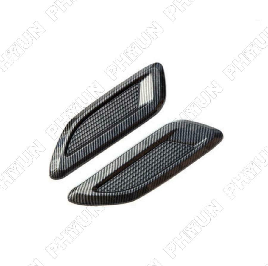 2x Universal Car Air Flow Intake Hood Scoop Vent Trim Carbon Fiber Style Cover