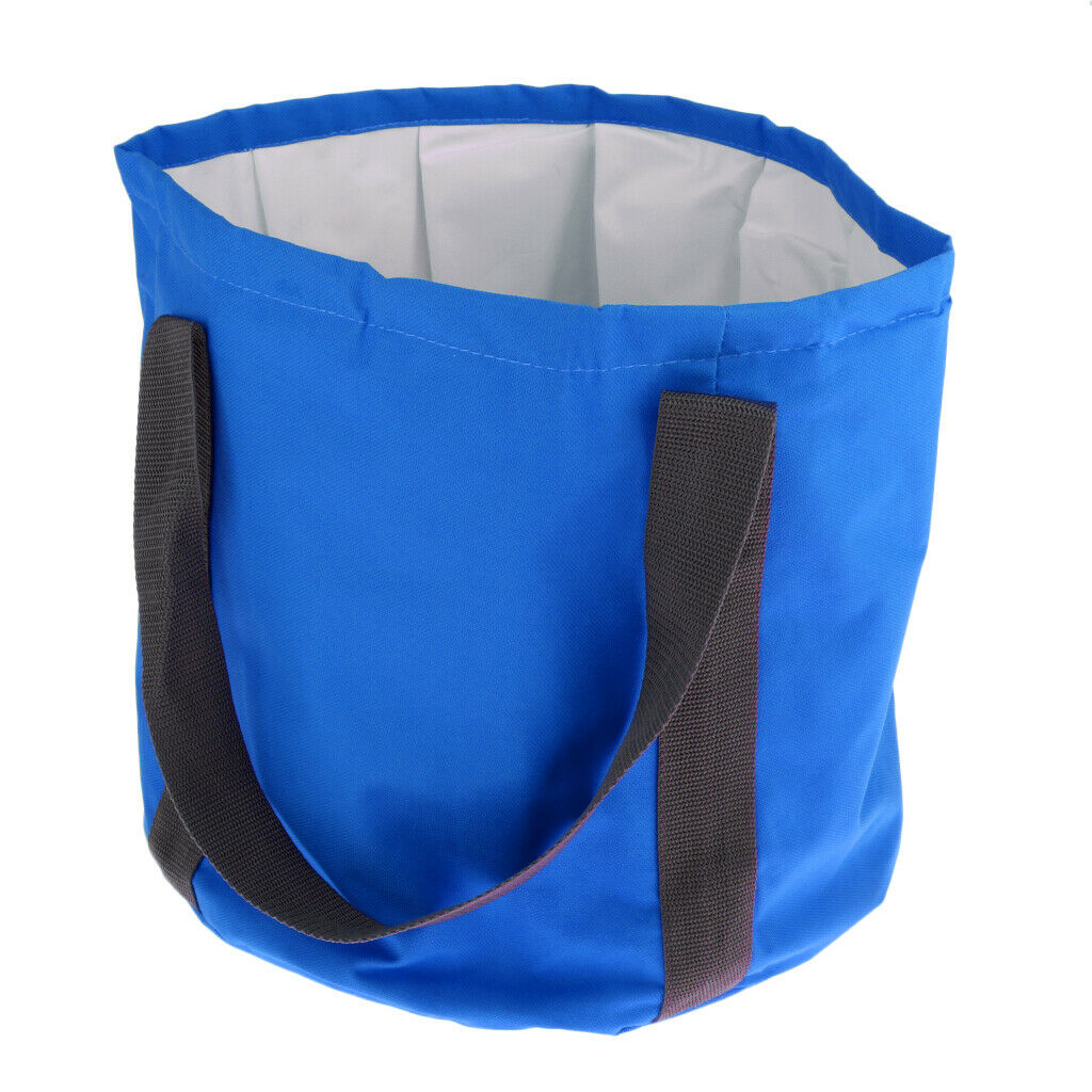 Portable Folding Washbasin Bucket Foldable Camping Water Pot Royal blue
