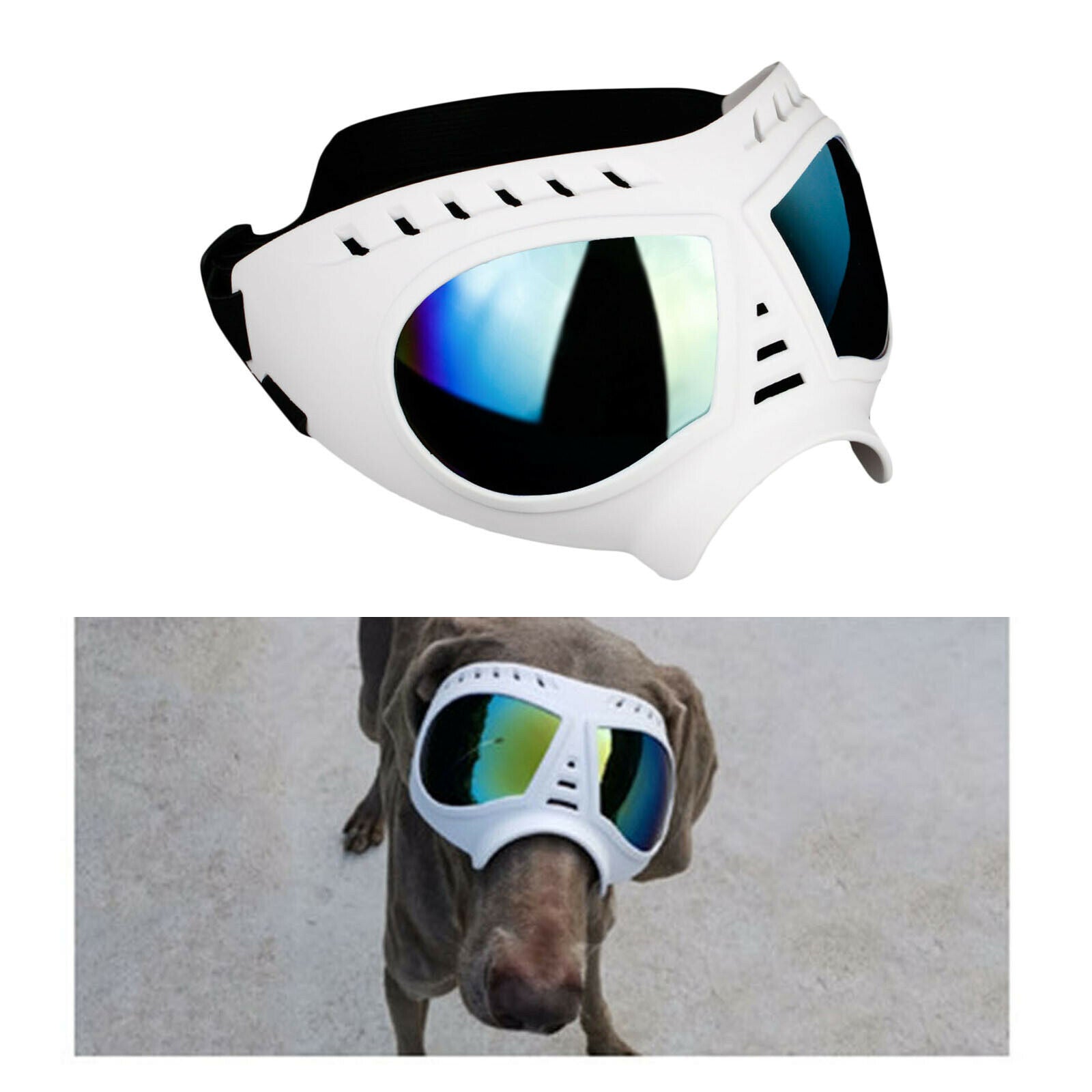 Dog Sunglasses Pet Goggles Fog Protection Glasses Eye Wear White