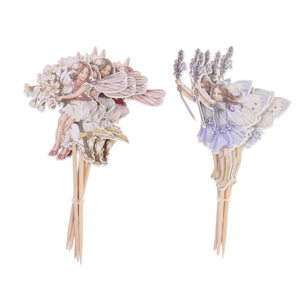 24x Flower Fairy Pixie Cupcake Cake Topper Birthday Baby Shower Party Favor