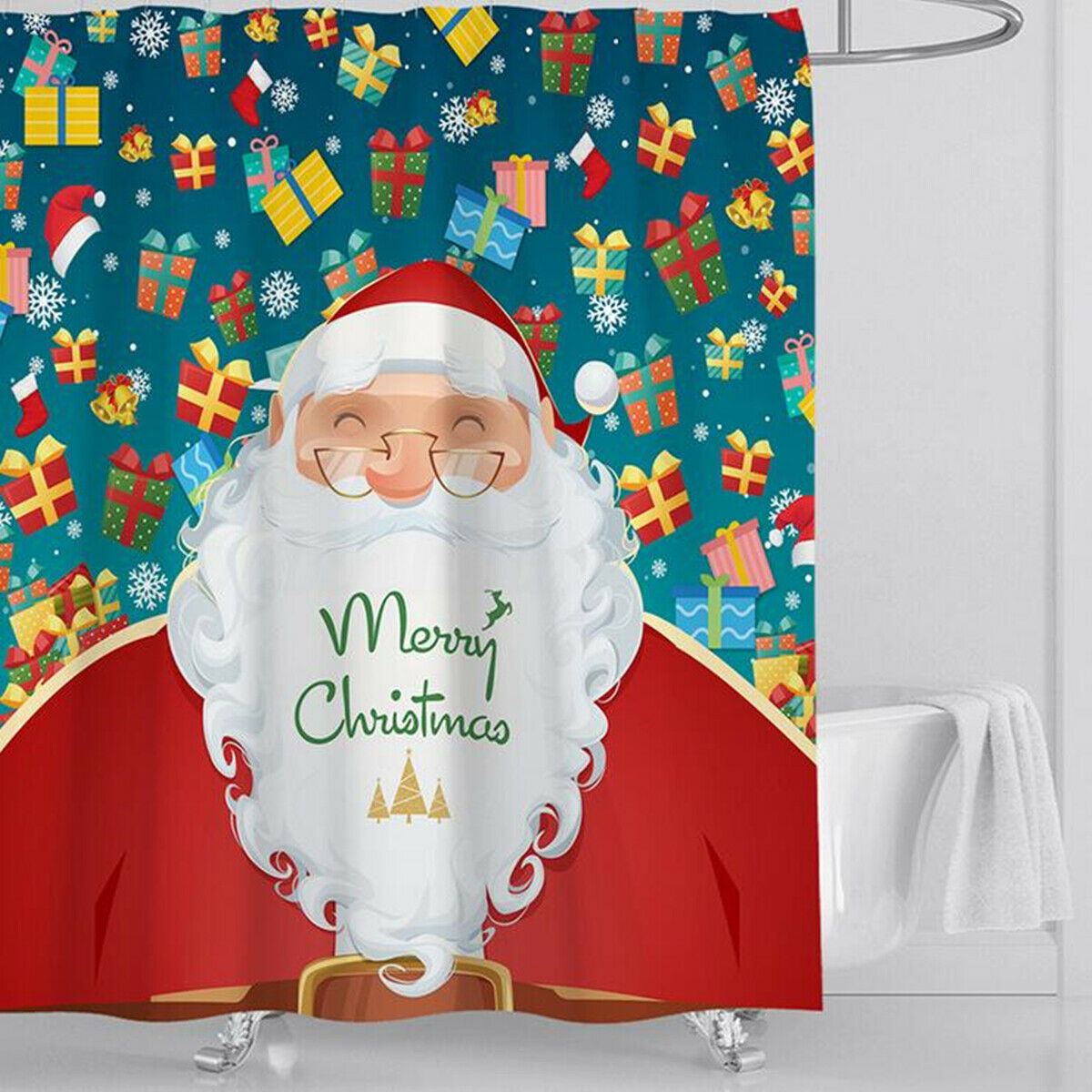 180x150cm Polyester Christmas Shower Curtain Waterproof Bathroom Home   CA3
