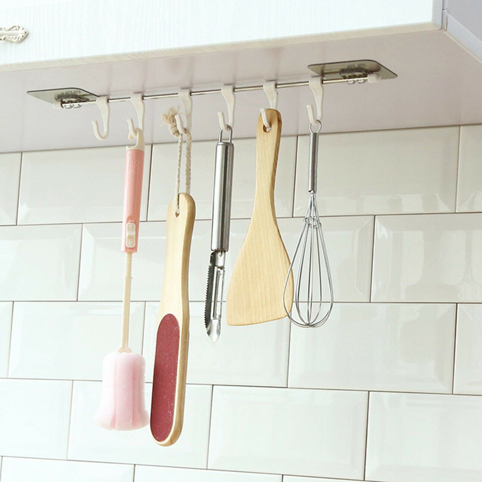 Wall Rack Kitchen Rail Rack Hook Behind Door Organizer Hanger BBQ Tools Cups