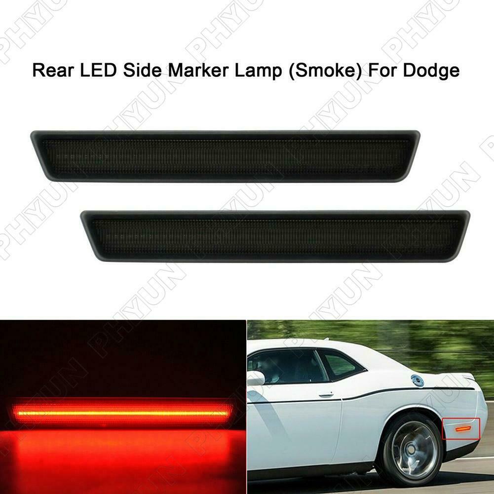 For 2015-2021 Dodge Challenger LED Rear Bumper Side Marker Lights Smoke Lens 2x