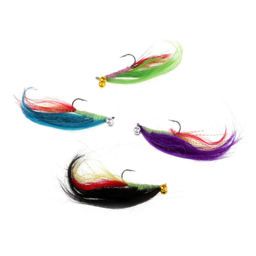 4pcs Fly Hooks Long Tail Streamer Minnow Fishing Flies Fly Fishing Lures Set