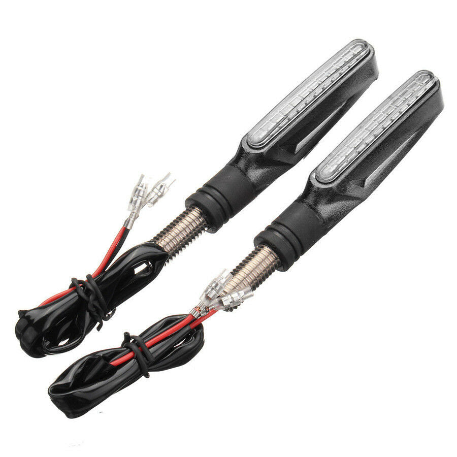2 Pcs Motorcycle Amber 12 LED Turn Signal Indicator Light Lamp Curvable Handle