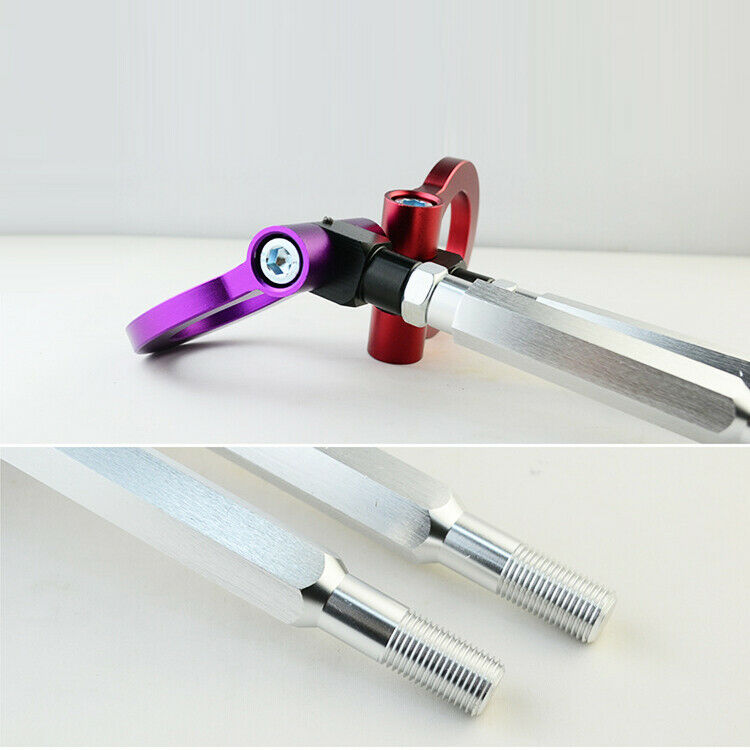 2pcs Red Folding Ring Screw on Front Rear Bumper Tow Hook for Subaru STI