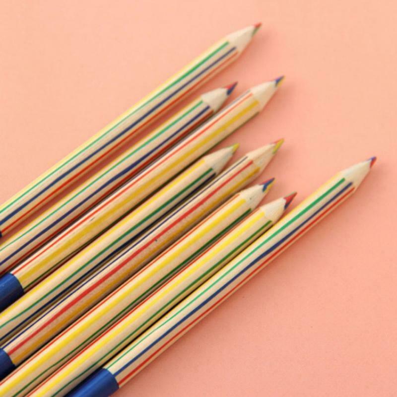 10 Pack Rainbow Colored Pencil Set Triangle-shaped Pencil Rod for Art Drawing
