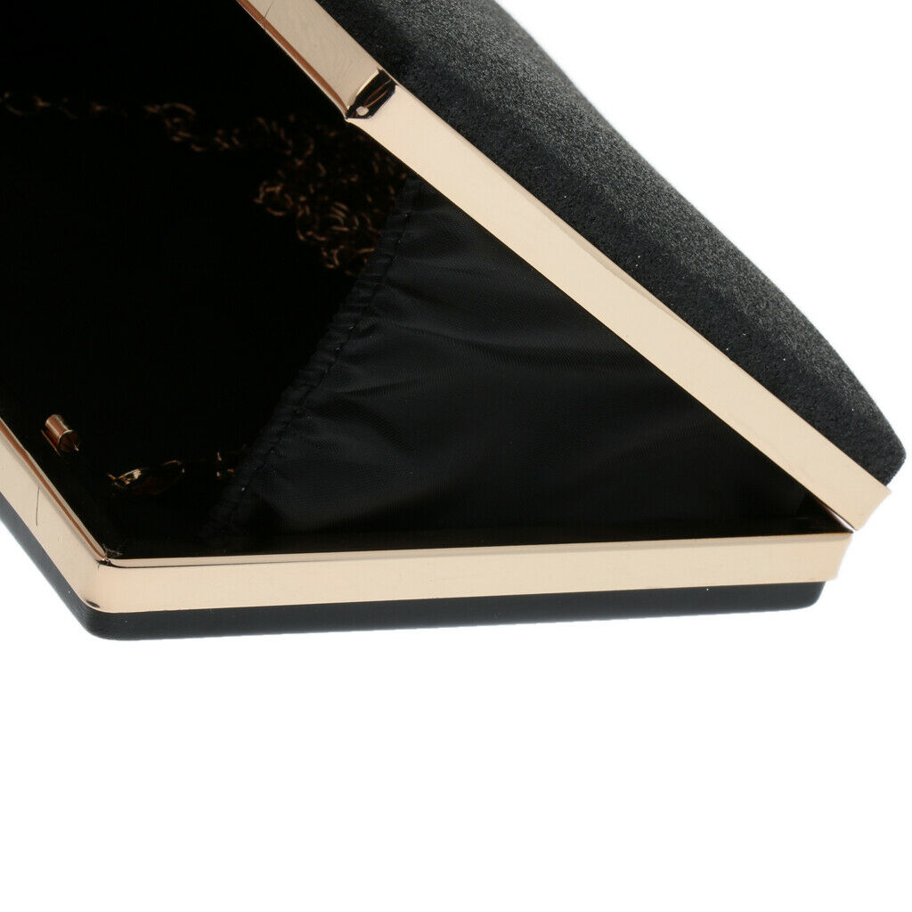 Women's Glitter Clutch Bag Evening Handbag Wedding Prom Party Purse Black