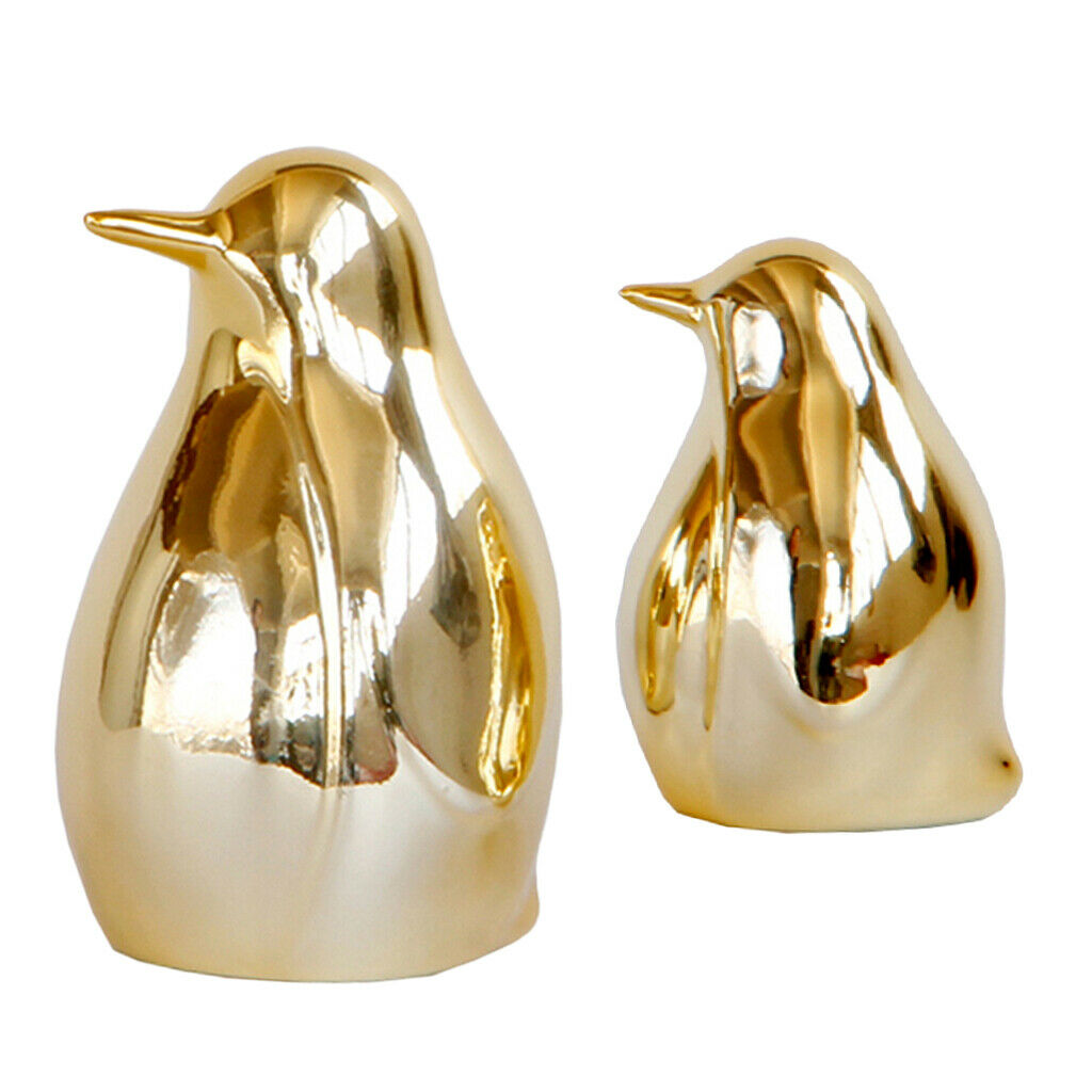 2x Golden Bird Statue Desktop Display Bedroom Home Decor Ornament Gift S+L