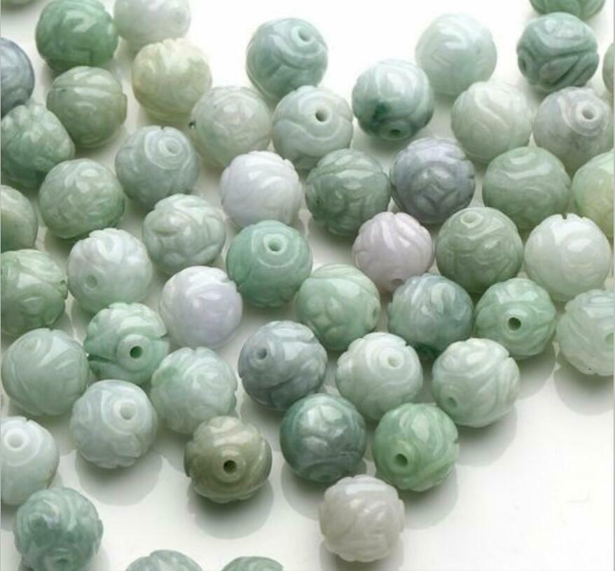 Wholesale 20pcs A goods 13-13.5mm Natural Jade Jadeite Carved Loose Beads