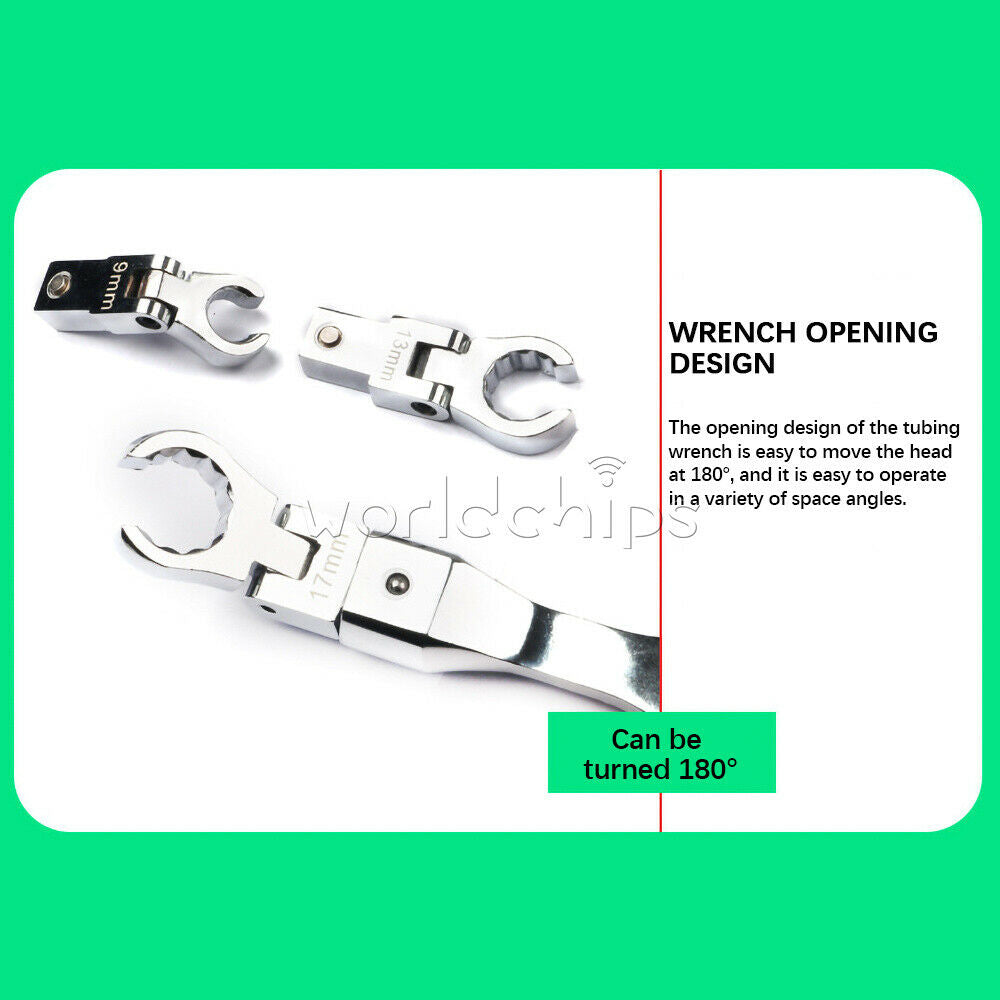 9 PCS Portable Metric Ratchet 180Â° Rotating Gear Removable Flexible Wrench Set
