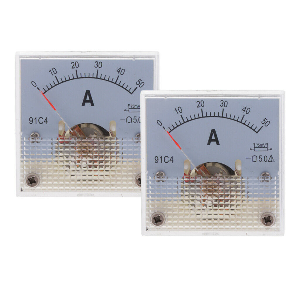 2 Pack Plastic Ammeter Analog Panel Meter Amp Meter Current Meter 75mV