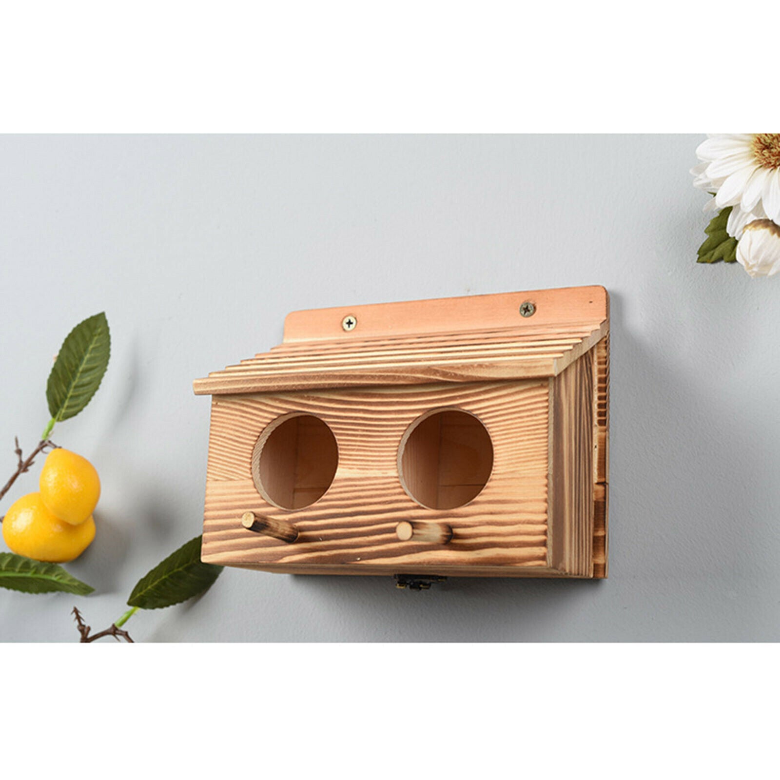 Wooden Birdhouse Garden Decor with 2 Holes
