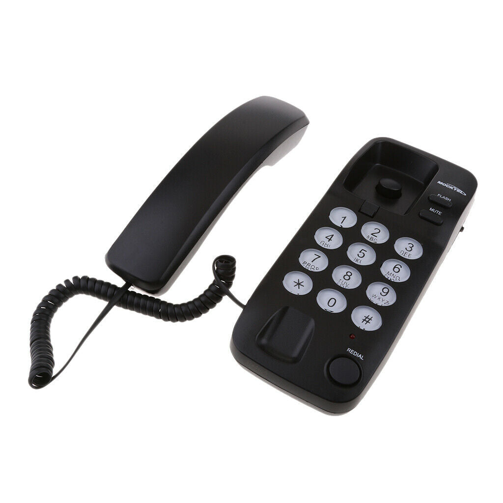 Multifunction Mini Corded Desk Phone Office Fixed Business Wired Black