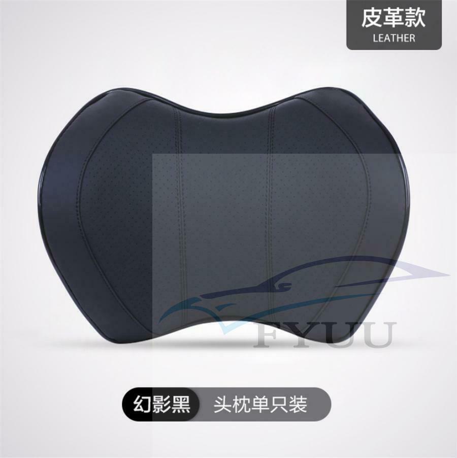 Black Leather Car Seat Neck Pillow Auto Memory Foam Headrest Travel Cushion