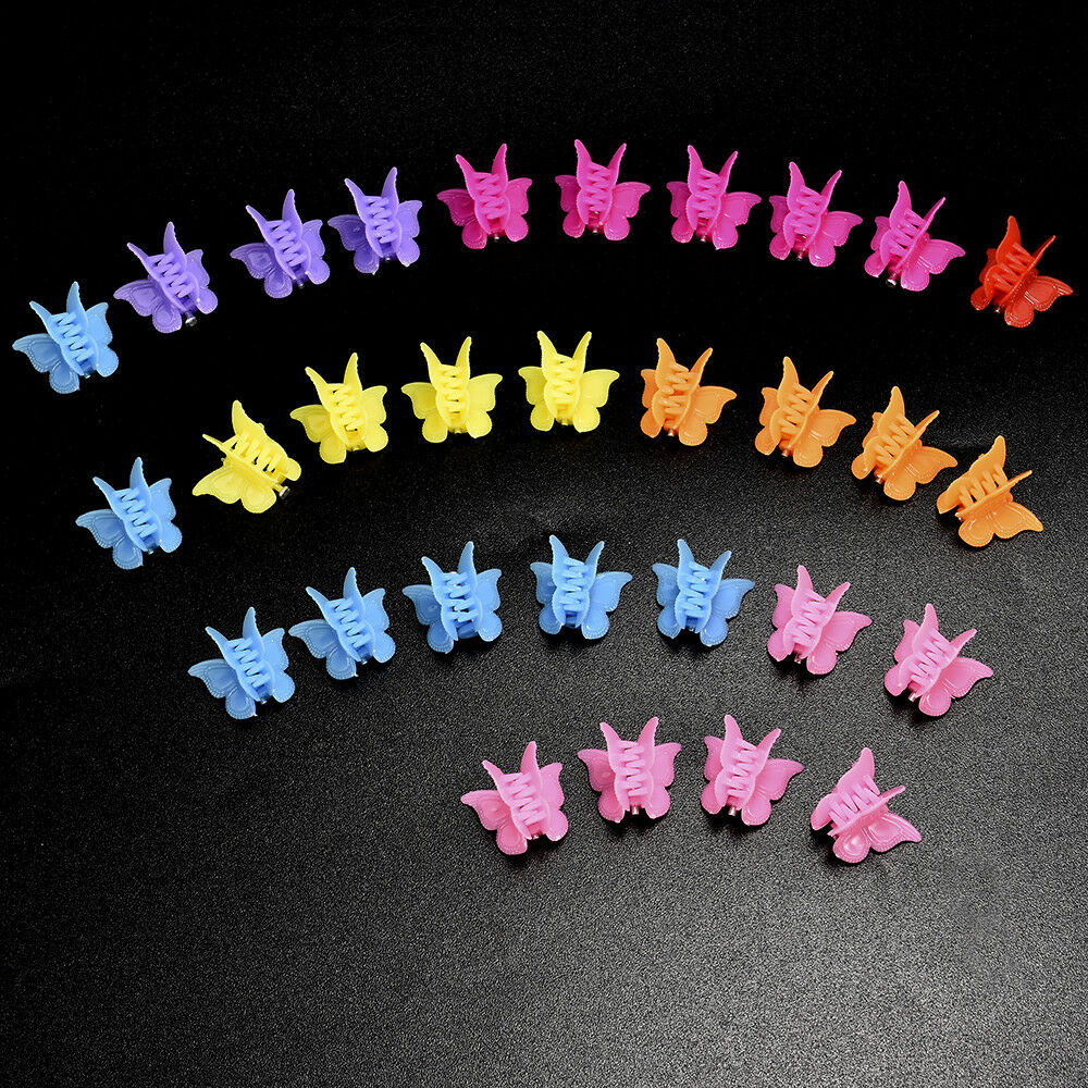 30 Mixed Mini Plastic Butterfly Hair Clips Accessories Butterfly Flower Claws US