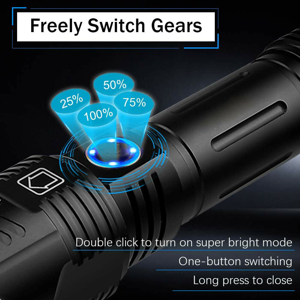 Ultra-clear Flashlight LED Outdoor Waterproof USB Portable Zoom Camping Light