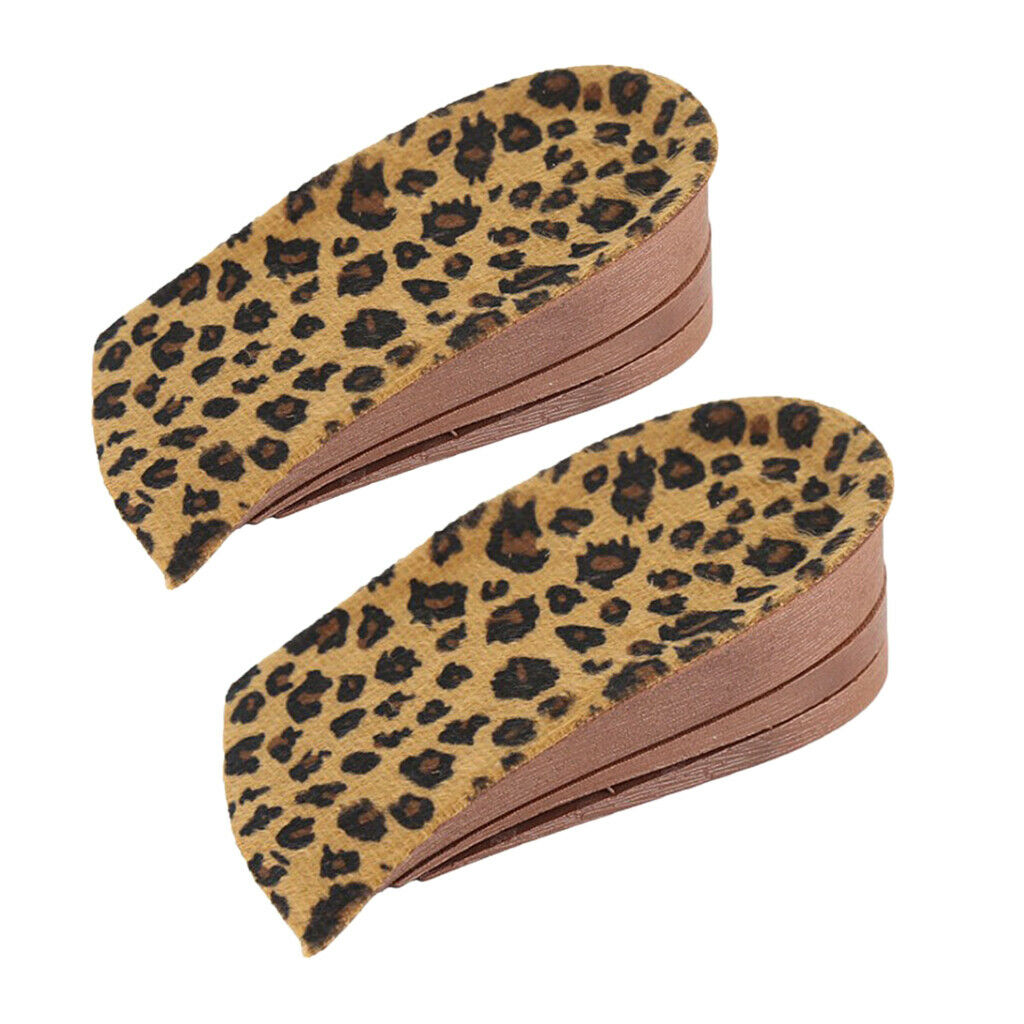 1 Pair PVC Height Increase Lift Insoles Cushion For Men Women Leopard Print