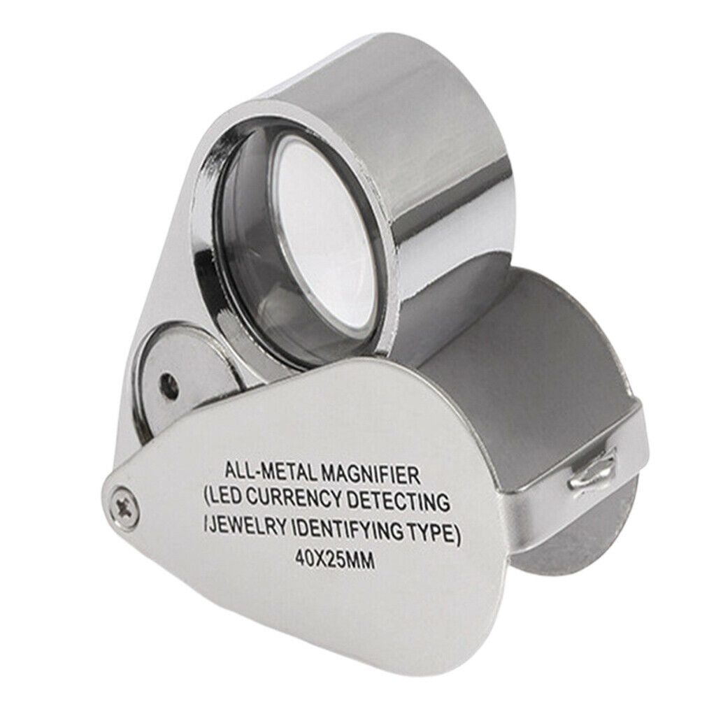 MagiDeal 40X Foldable  Folding Magnifier Illuminated Magnifying Glass Tool