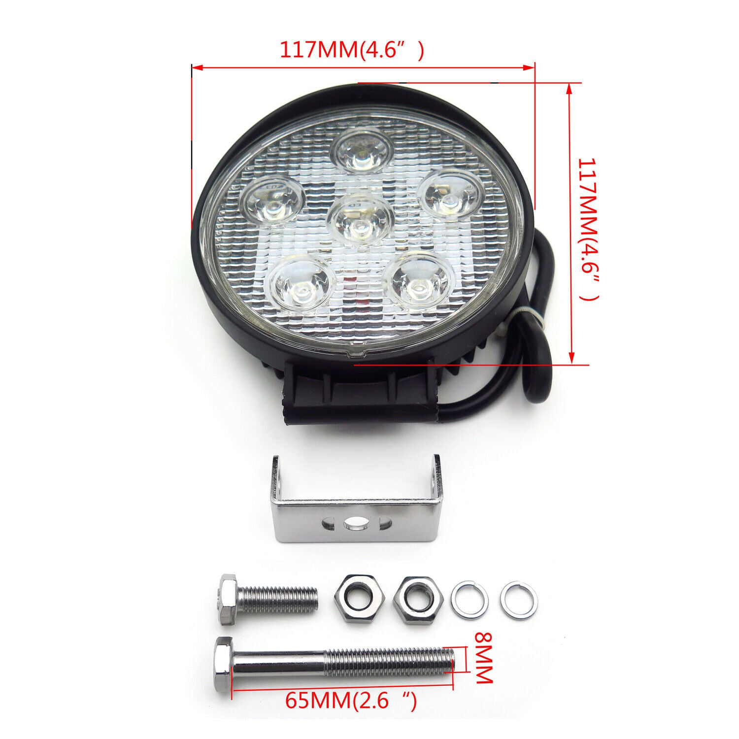 Round 18W Spot BEAM LED Off Road Work 6 LED Light 12V 24V for Universal SUV Car