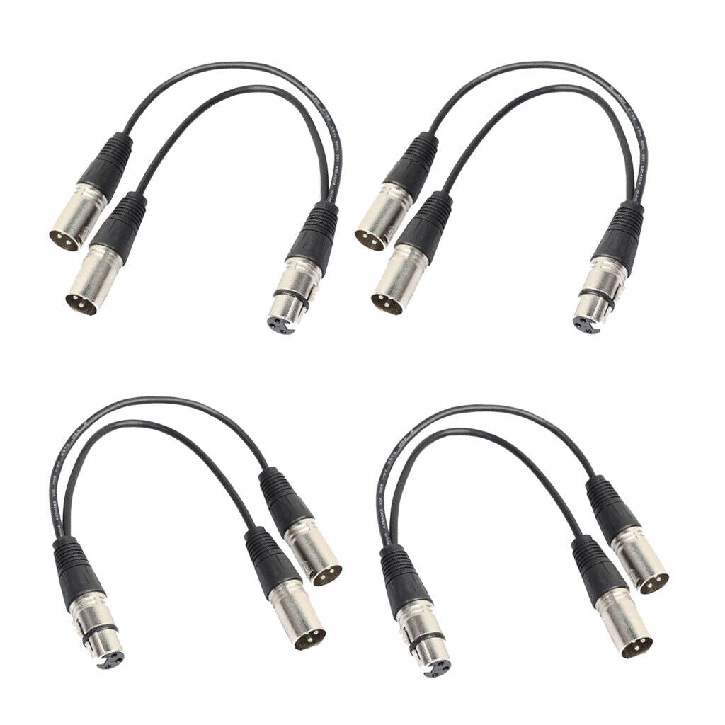4Pieces 3Pin XLR Female Jack to Double Connector Y Splitter Adapter Cable