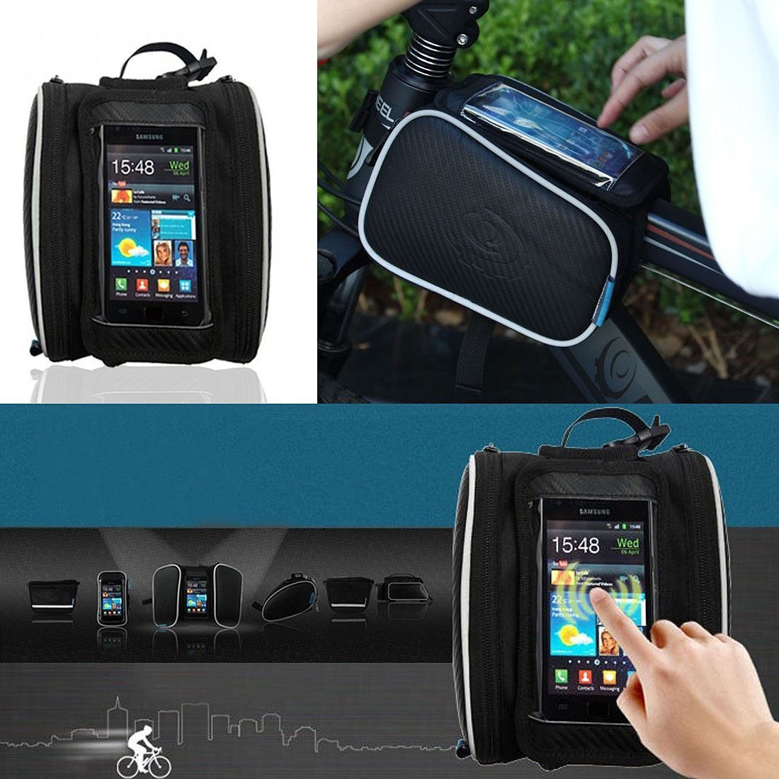 New ROSWHEEL Bicycle Front Tube Frame Bag for Touch Screen Cell Phone Panniers