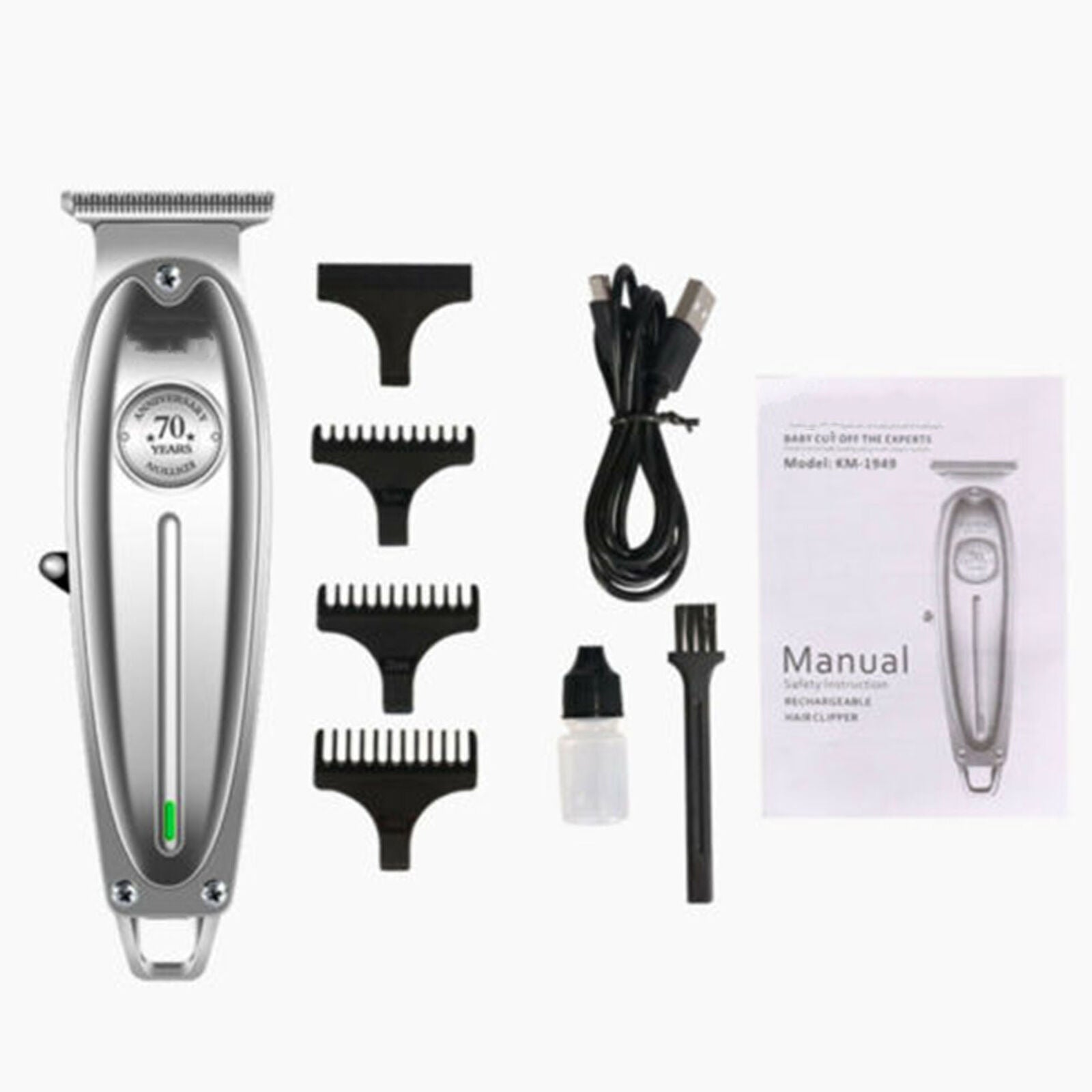 Hair Clipper All Metal Men Electric Cordless Hair Trimmer 0mm T Blade