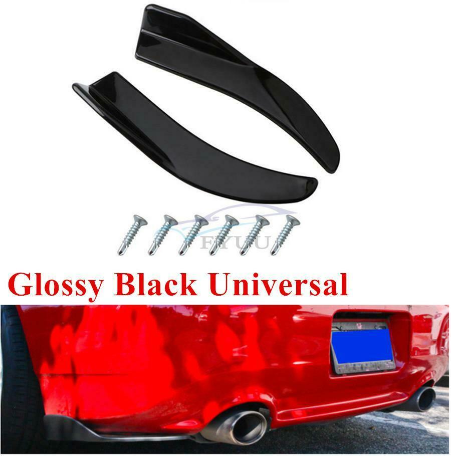 2PCS Glossy Black Car Bumper Spoiler Rear Lip Corner Diffuser Body Side Skirt
