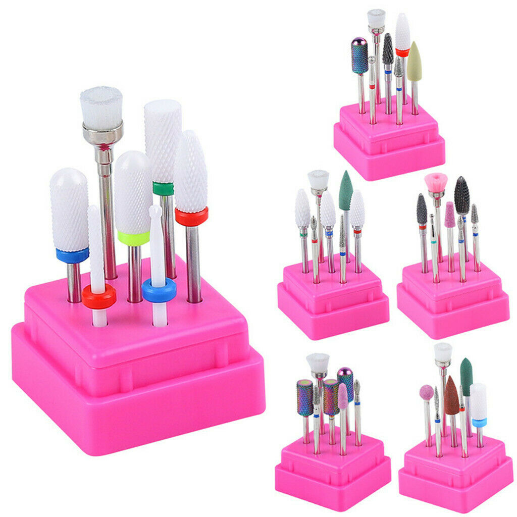 8X Nail File Bit Manicure Pedicure Drill Bits Manicure Tool wit Storage Case