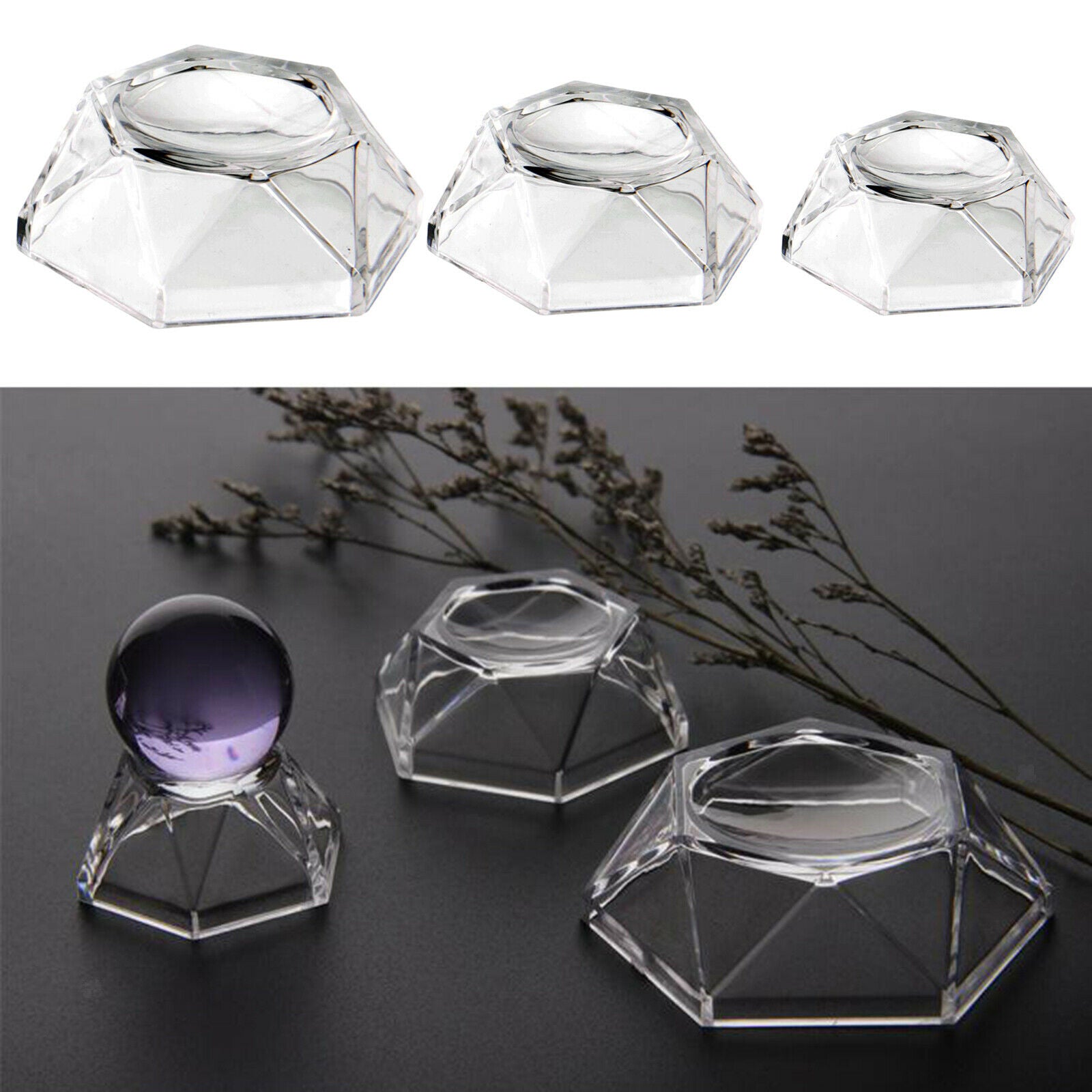 Crystal Ball Acrylic Base Sphere Holder Home Decor DIY Display Stand Small