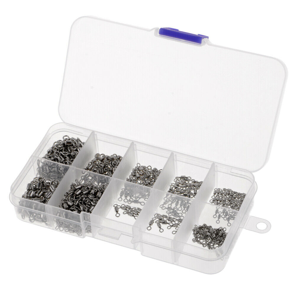 500 Pcs Fishing Swivels Rolling Swivels Connector Ball Bearing Solid Rings
