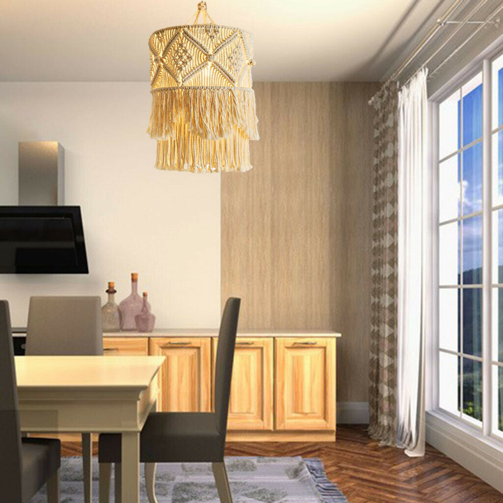 Nordic Woven Lampshade Macrame Tapestry Tassel Boho for Home Room Decors