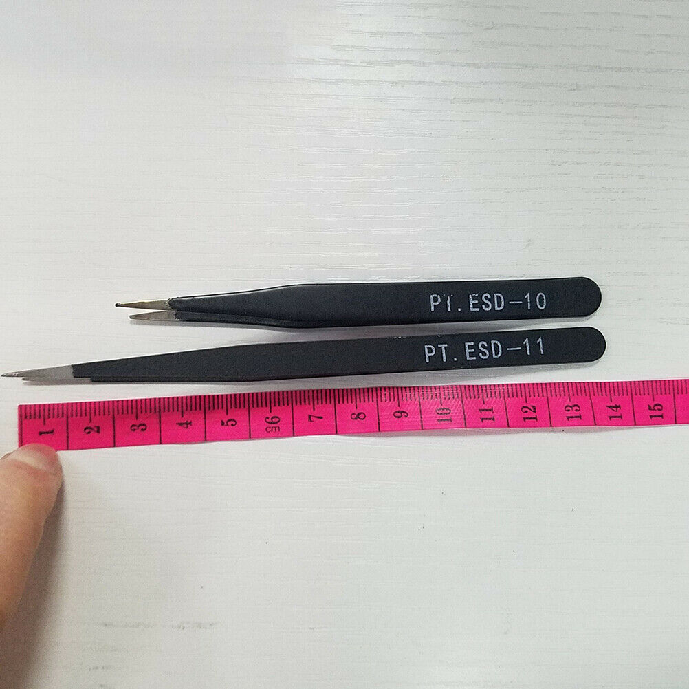6Pcs Anti-static ESD Tweezers Repair Tool Precision Curved Straight Tweezer FG