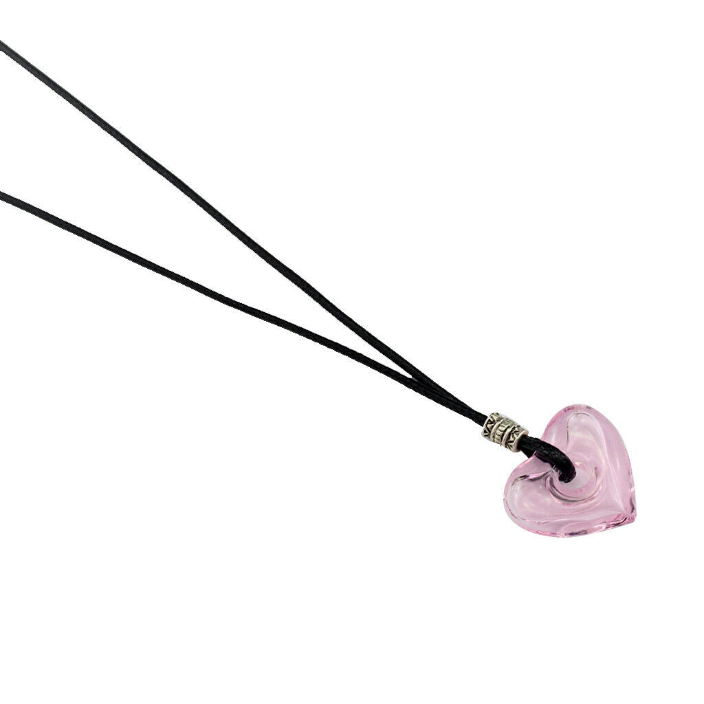 Essential Bottle Diffuser Perfume Heart Glass Pendant Necklace Pink