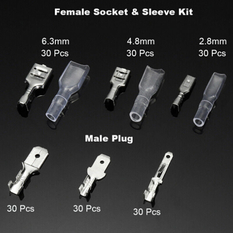270PCS Female & Male Cable Lugs Car Electrical Wire Terminals Crimp Connectors