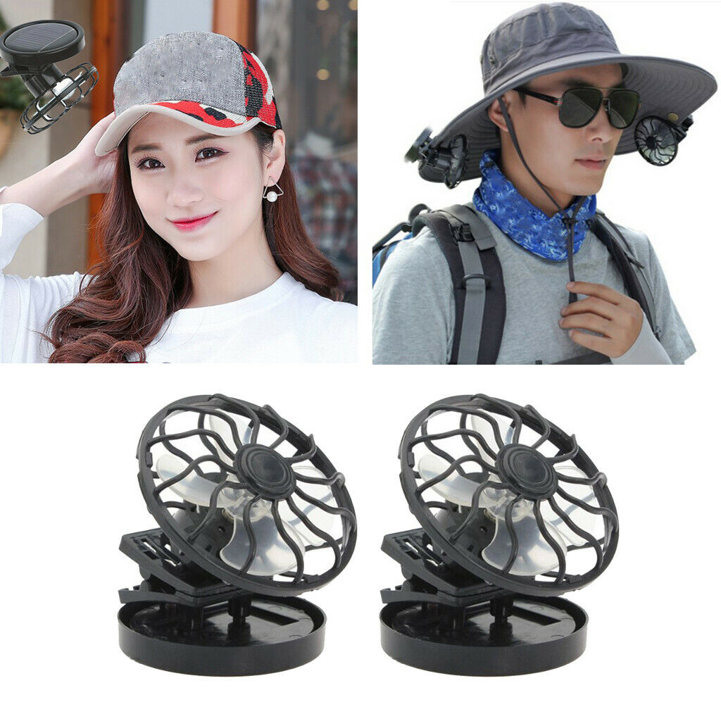 2Pcs Clip-on   Mini Solar Fan for Indoor Outdoor Portable Air Cooling Fan