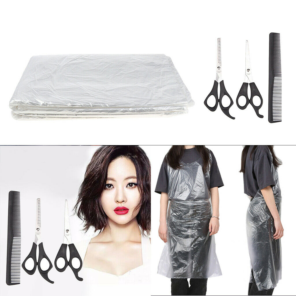 5.5in Hair Cutting Scissors + 50x Disposable Hair Cut Capes Unisex Cloth