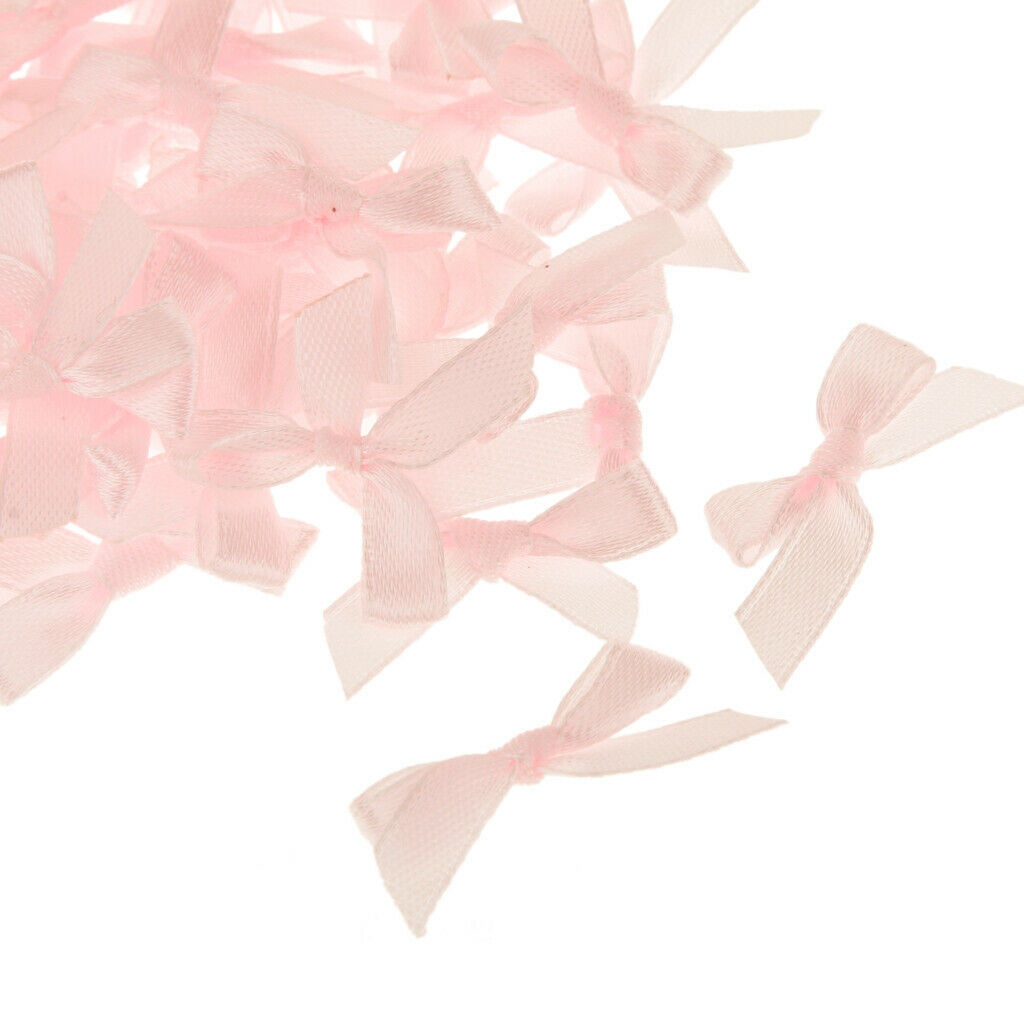 100pcs 30mm Mini Ribbon Bow Tie DIY Scrapbook Making Embellishment -- Pink