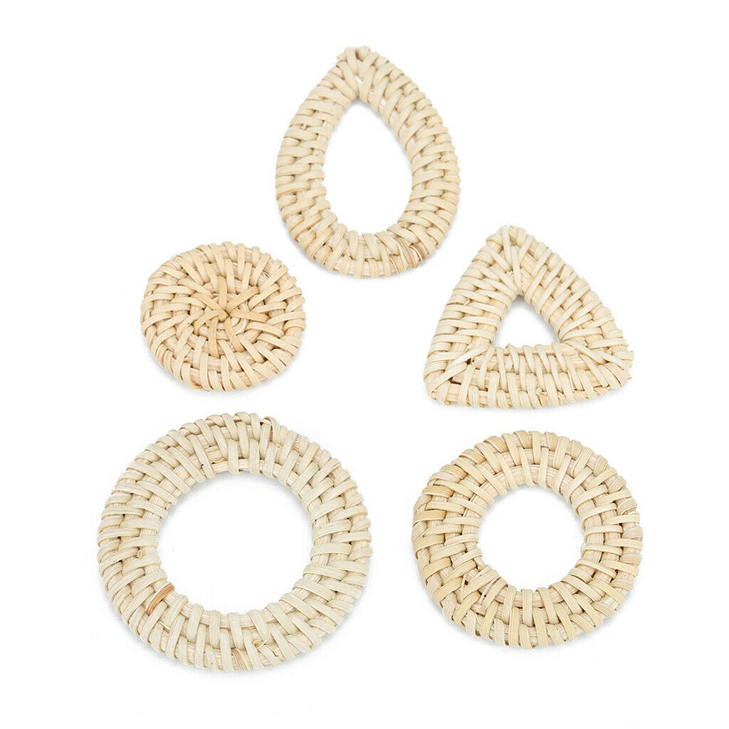 Prettyia 1 Pair Triangle Rattan Straw Knit Handmade Earring Gift DIY Jewelry