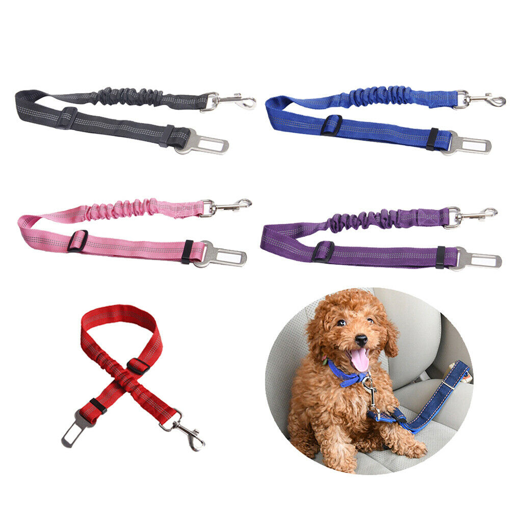 2 Pcs Adjustable Pet Cat Dog Car Seat Belt Nylon Leash For Pet Dog Red