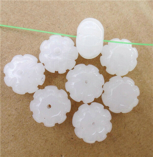 20Pcs 14x8mm White Jade Carved Pumpkin Spacer Loose Beads Halloween DIY HH8436