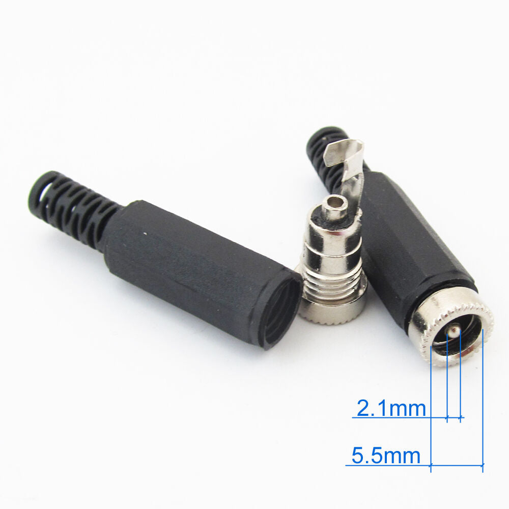 100pcs 5.5x2.1mm 5521 Female DC Socket Jack Power DIY Solder Connectors Plastic