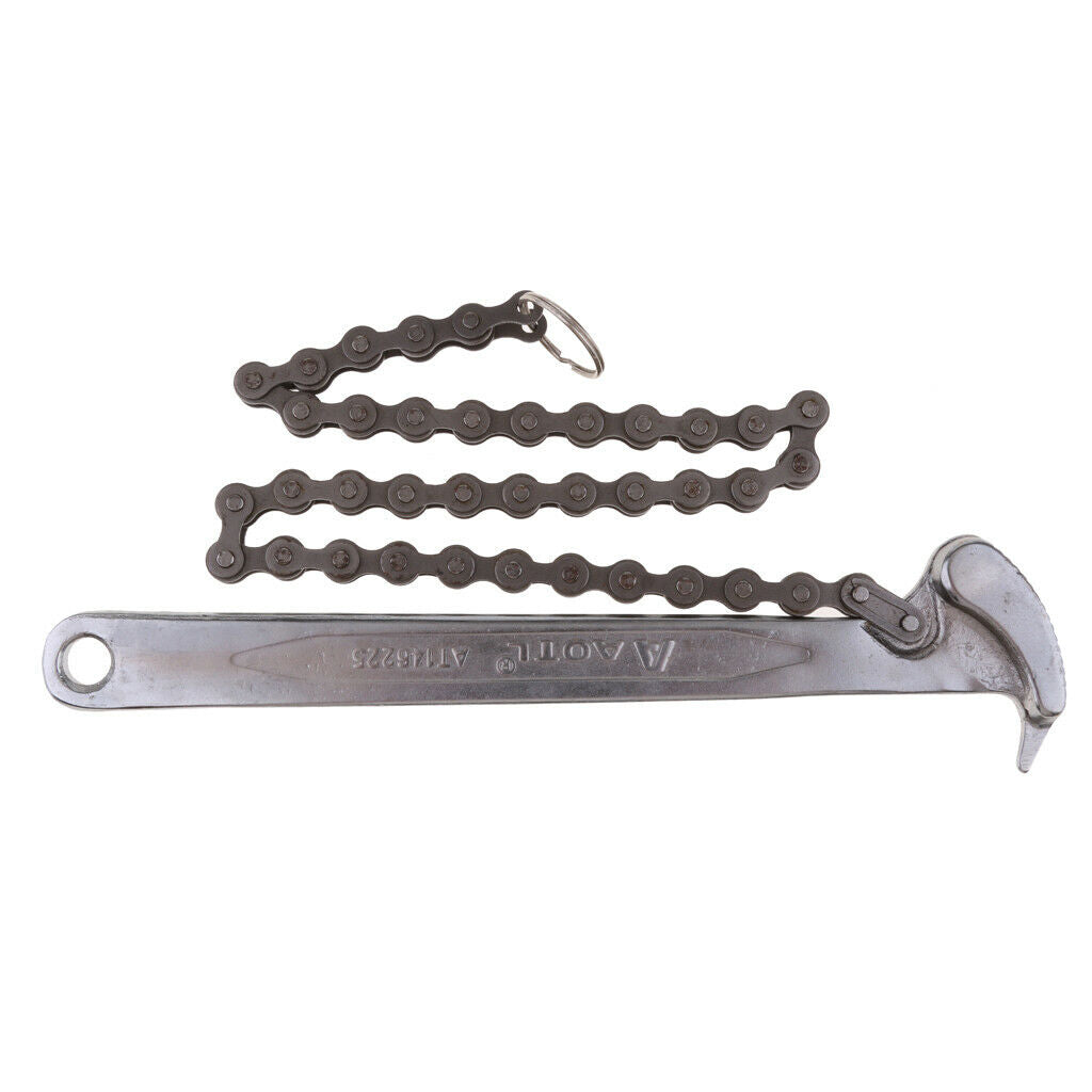 Heavy-duty 9-Inch Chain Wrench Oil Fuel Filter Remover Adjustable Mechanic Auto