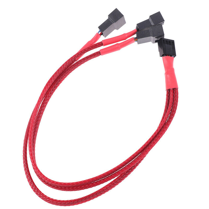 1Pc Red Computer Fan Line 1 To 3 Way 4Pin PWM Fan HUB Hub Fan Extension C.l8