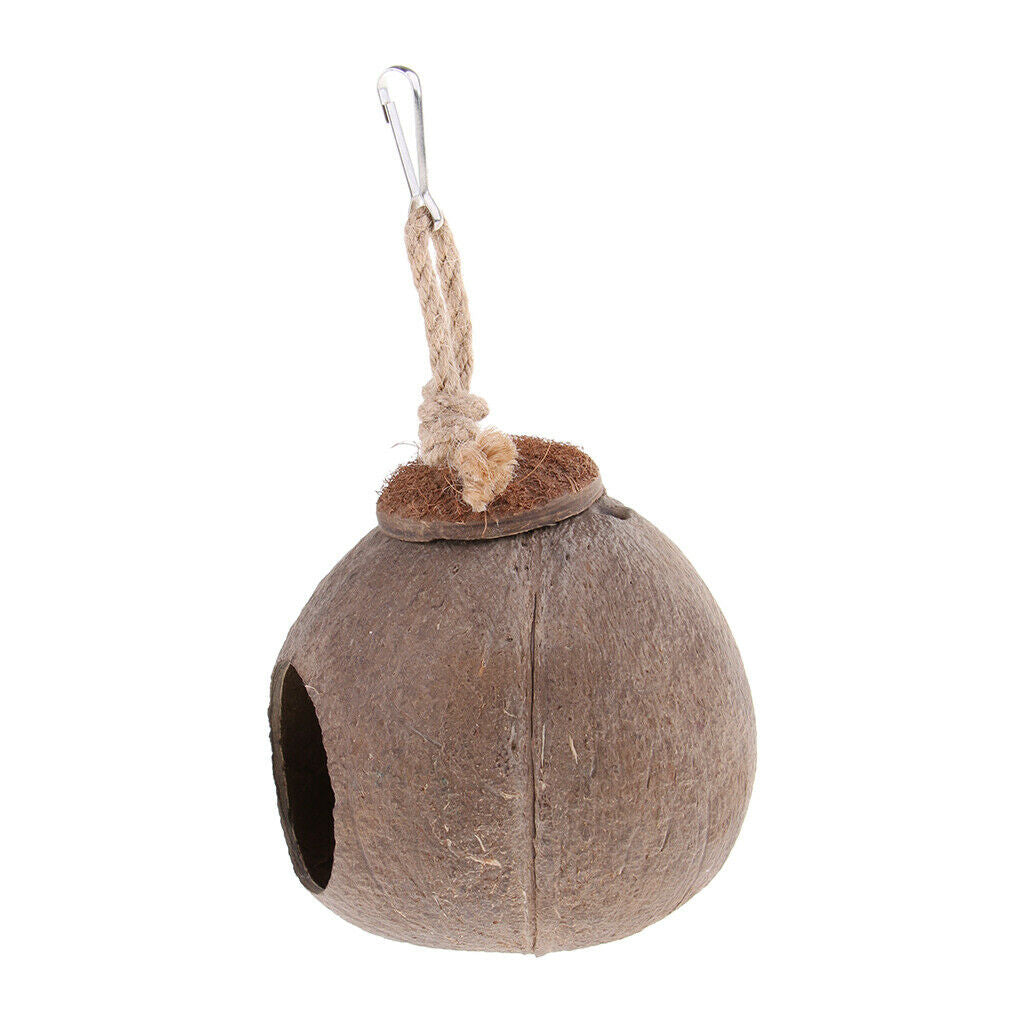 Coconut Shell Bird Nest House Hut for Pet Parrot Hamster Gerbil Mice Cage
