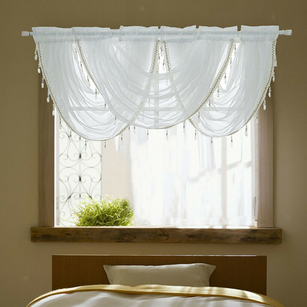 Window Valance Sheer Balloon Shades Half Curtains for Window Decoration