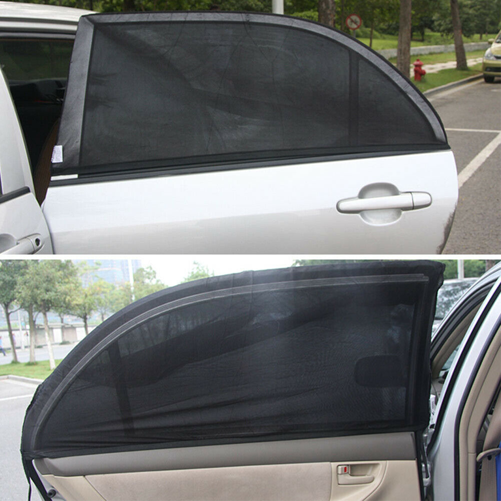 2pcs UV Protection Car Front Rear Side Window Sun Shade Anti-mosquito Net Cover