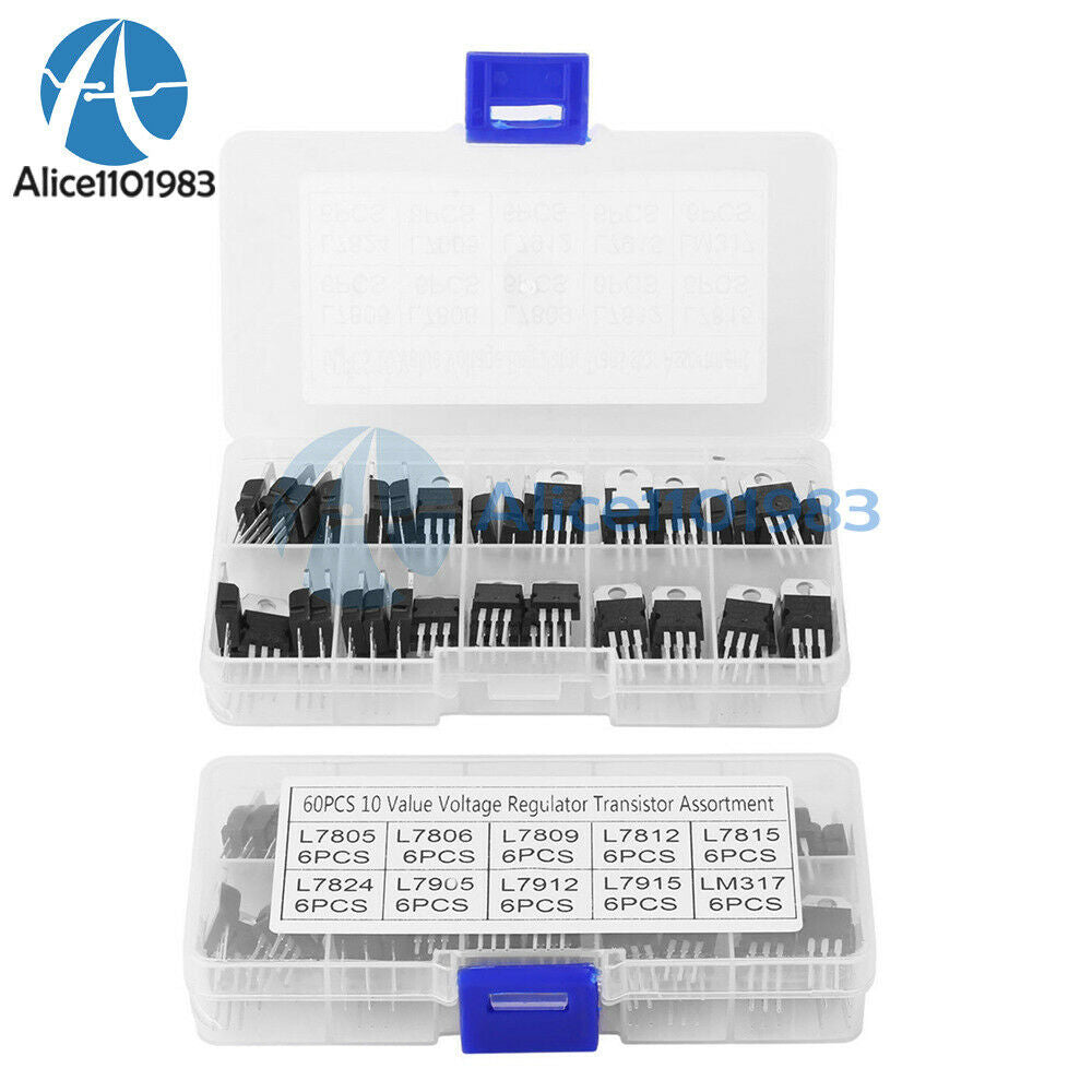 10 Value 60PCS L7805-LM317 Voltage Regulator Transistors Assortment Kit Set